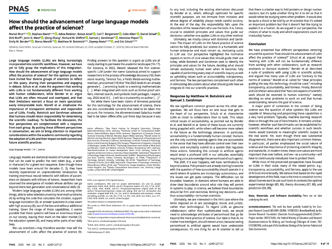 How should the advancement of large language models affect the practice of science?